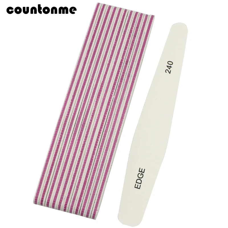 10Pcs White Nail File 240/240 Grit Polishing Files Block Manicure