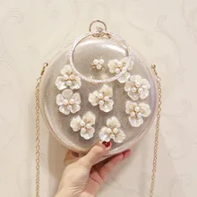 Meloke роскошный вечерний клатч, кожаные женские сумки, дизайнерская сумка на плечо на цепочке с цветами, Круглый Свадебный Кошелек, золото/серебро, MN2019