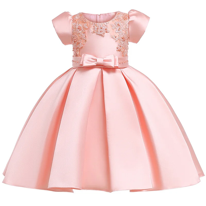 

latest girls elegant beaded twill dress childrens baby short-sleeve princess dress new year fashion summer kids clothes