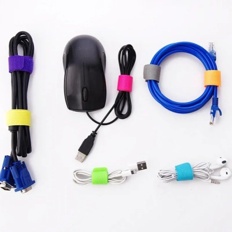 30Pcs Reusable Colored Nylon Cable Winder Wire Organizer  Earphone Holder Mouse Cord Protector Cable Management Length17.5cm