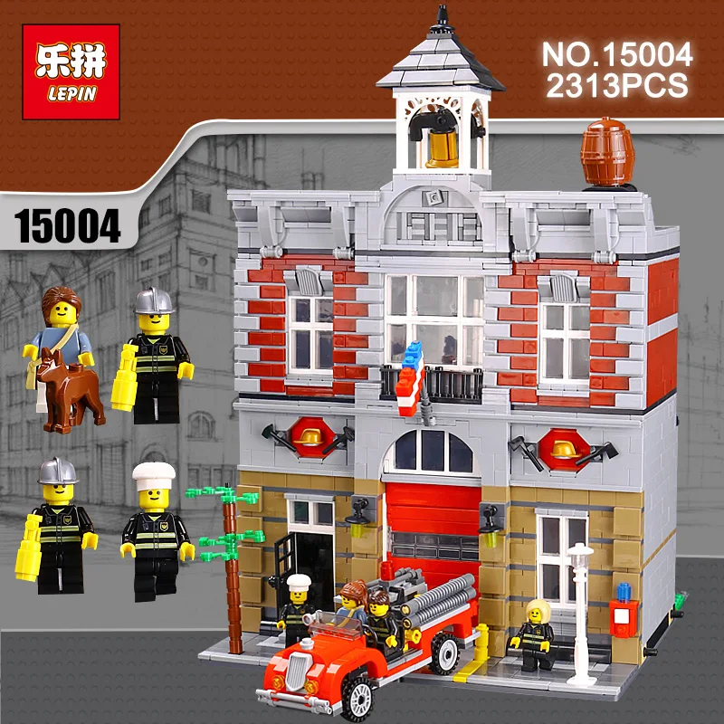

new LEPIN 15004 2313Pcs City Street Fire Brigade Model Building Kits Blocks Bricks Compatible the legoinglys 10197 Brick