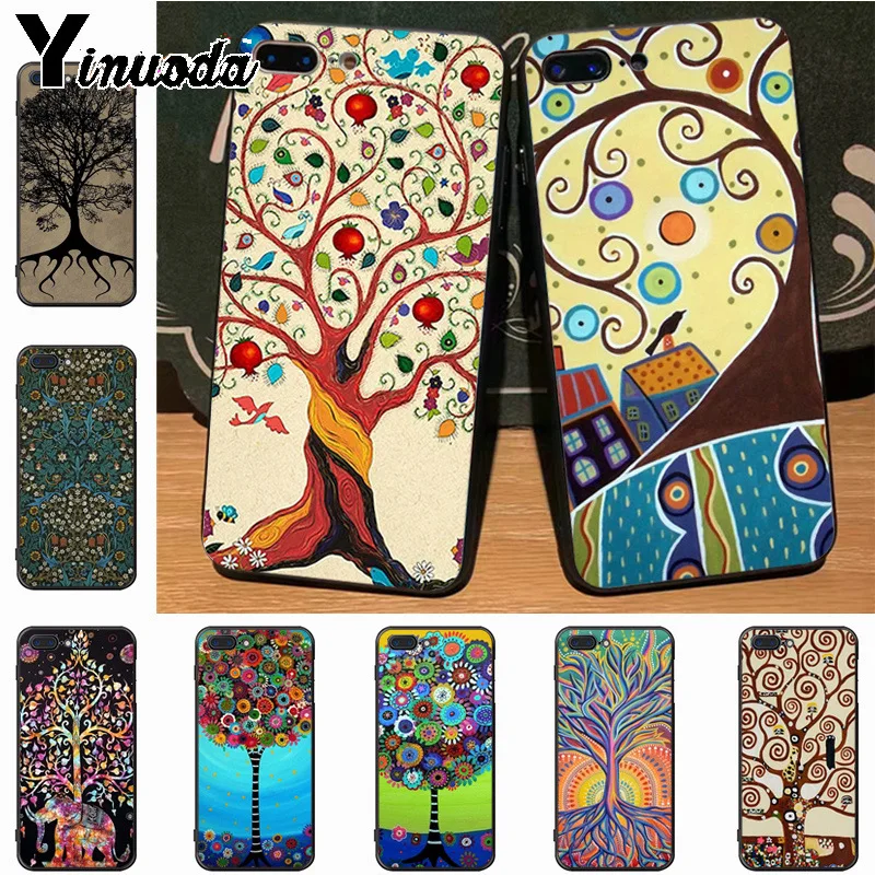 

Yinuoda Tree of Life Pattern Rubber tpu Soft Phone Accessories Cover Case for iPhone 7plus X 6 6S 7 8 8Plus 5 5S case