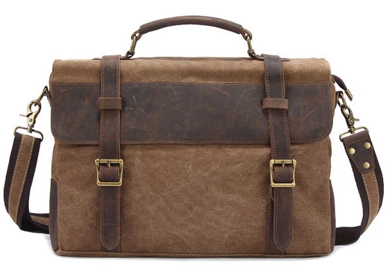 Color : Blue, Size : M Mens Shoulder Bag Retro Crazy Horseskin Bag Crossbody Canvas Bag Laptop Bag