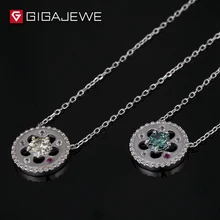 GIGAJEWE 0.5ct желтовато-зеленый цвет круглой огранки Подлинная Муассанит кулон серебряное ожерелье