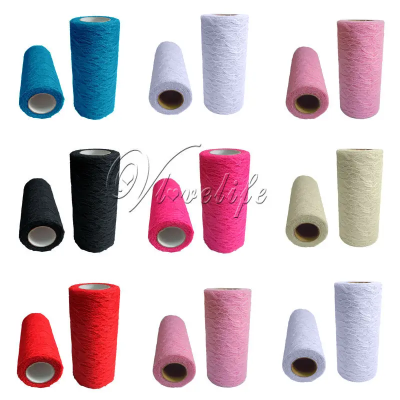 

2 Tulle Roll Spool Lace Roll 6"x10YD DIY Netting Fabric for Tutu Skirt Wedding Decor Chair Sash Bow Table Runner Lace Fabric