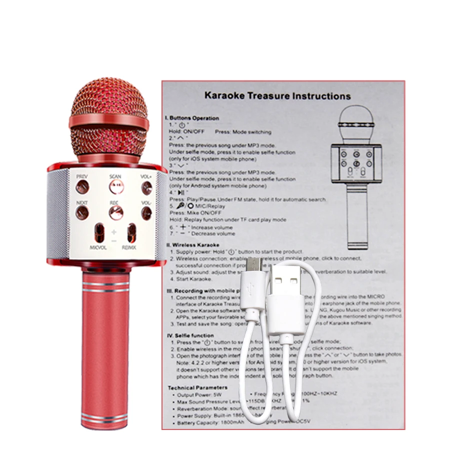 WS-858 Bluetooth беспроводной микрофон ручной караоке микрофон USB мини домашний KTV для воспроизведения музыки пение динамик плеер