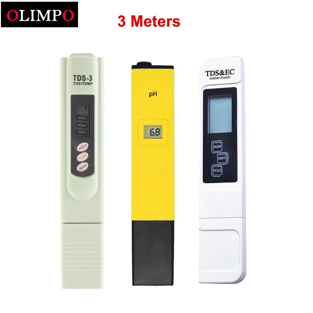 3pcs/lot PH Meter EC TDS Meter Pocket Pen Aquarium Filter Water Quality