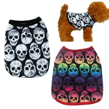 1 шт., одежда для домашних животных, летняя рубашка, повседневные жилеты для маленьких питомцев, M, L, милая одежда для домашних животных, футболка с черепом и котом, мягкая одежда для щенков