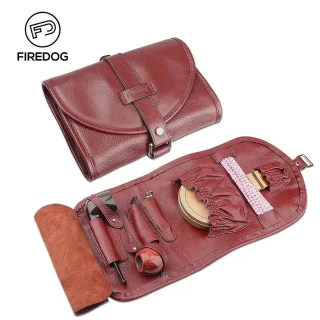 Firedog Smoking Pipe Bag Genuine Leather Pouch Organize Vintage Case Firedog Smoking Pipe Bag Genuine Leather Pouch Organize Vintage Case For 2 Weed Tool Lighter