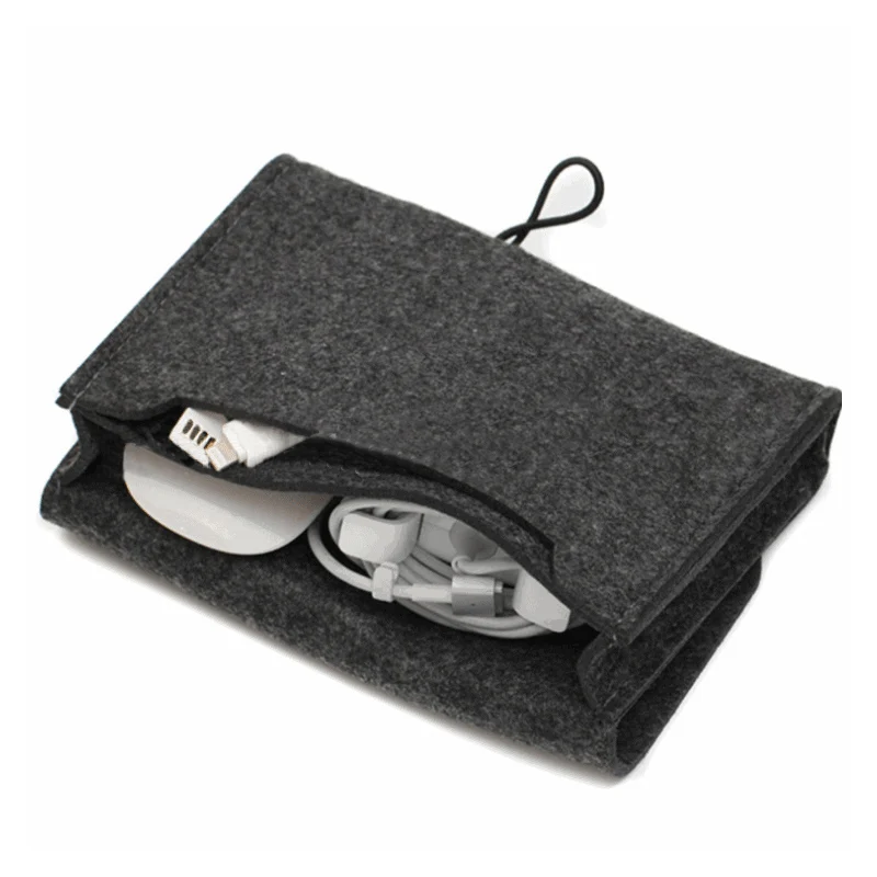 

Cosmetic Bag Home Storage Organization Key Coin Package Mini Felt Pouch Earphone SD Card Power Bank Data Cable Travel Organizer