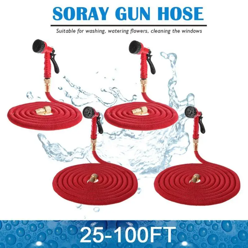 

25FT-150FT Garden Hose Expandable Magic Flexible Water Hoses Pipe Watering Spray Gun for Car Garden Pipe With Spray Gun To Water