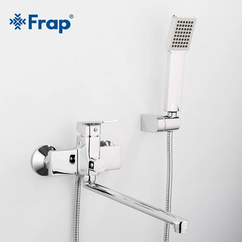 Frap New Bathtub Shower Faucet with 345mm Outlet pipe bathroom faucets water mixer tap with Square hand shower head F2246