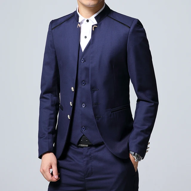 Men's stand collar suit novel design men's slim fit small suit casual
