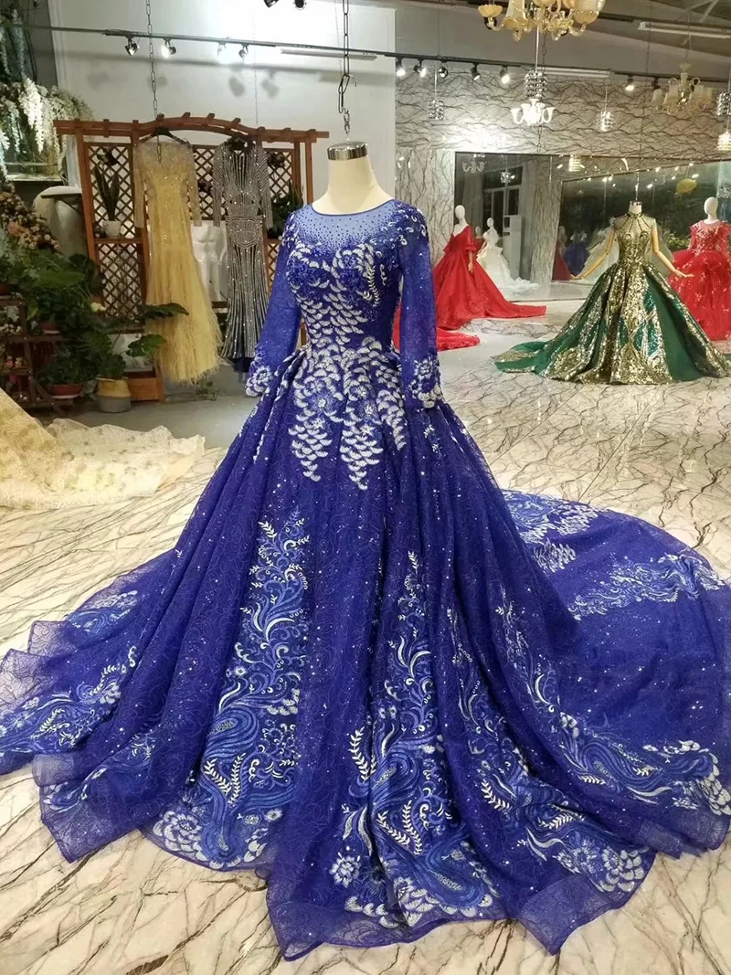 LSS336 blue evening dresses long o-neck long sleeves ladies party dresses elegant muslim women occasion dress 2019 free shipping LSS336 blue evening dresses long o-neck long sleeves ladies party dresses elegant muslim women occasion dress 2019 free shipping