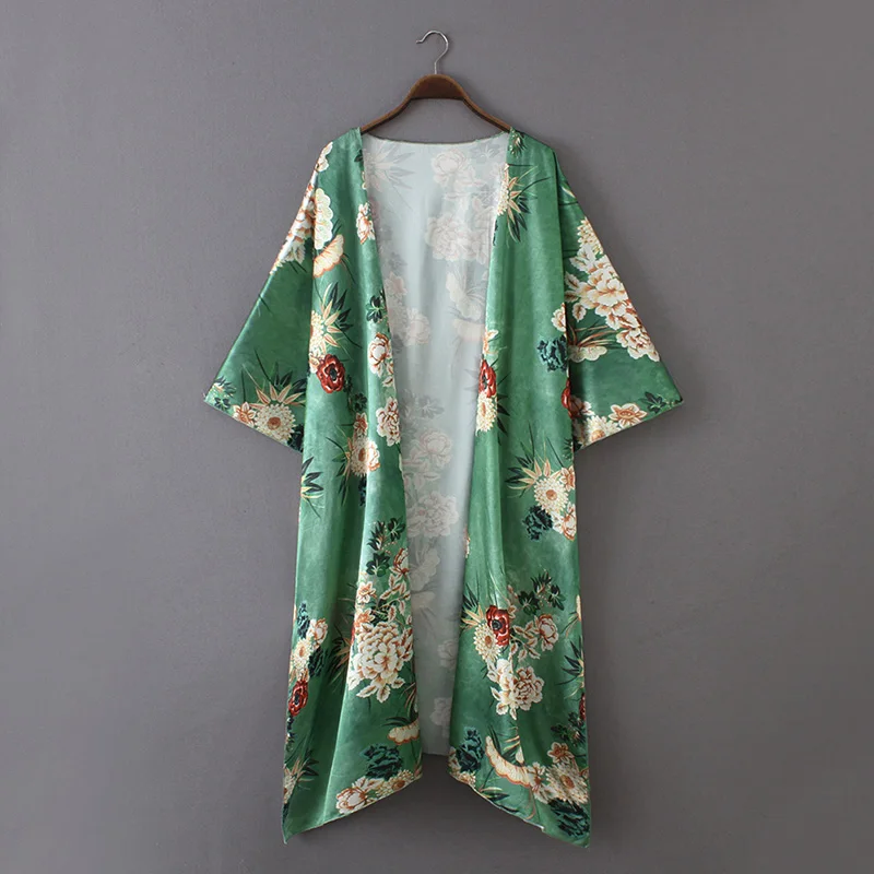 Женский шифон кимоно кардиган цветочные леопардовым принтом асимметричный бохо свободная верхняя одежда летняя Пляжная одежда плюс размер обложка Ups