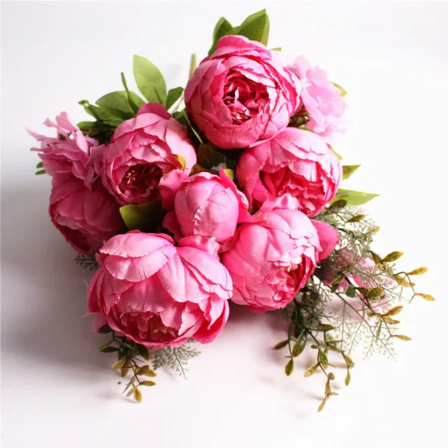 Buy Silk peony Flowers Bouquet Artificial Fall Vivid