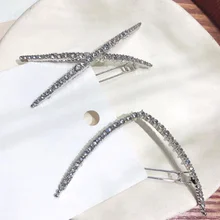 Корейский модный Блестящий Кристалл Стразы заколки для волос для женщин аксессуары для волос геометрический треугольник х Форма аксессуары заколки для волос