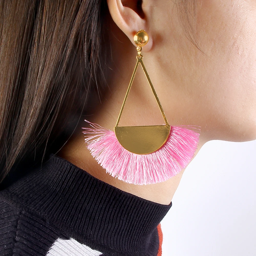 Bohemia Big Hanging Earrings Gold Modern Women Earring Triangle
