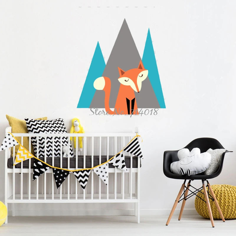 Fox Mountain Nursery Wall Decal 3d Wall Stickers For Kids Rooms Baby Bedroom Wall Decor Home