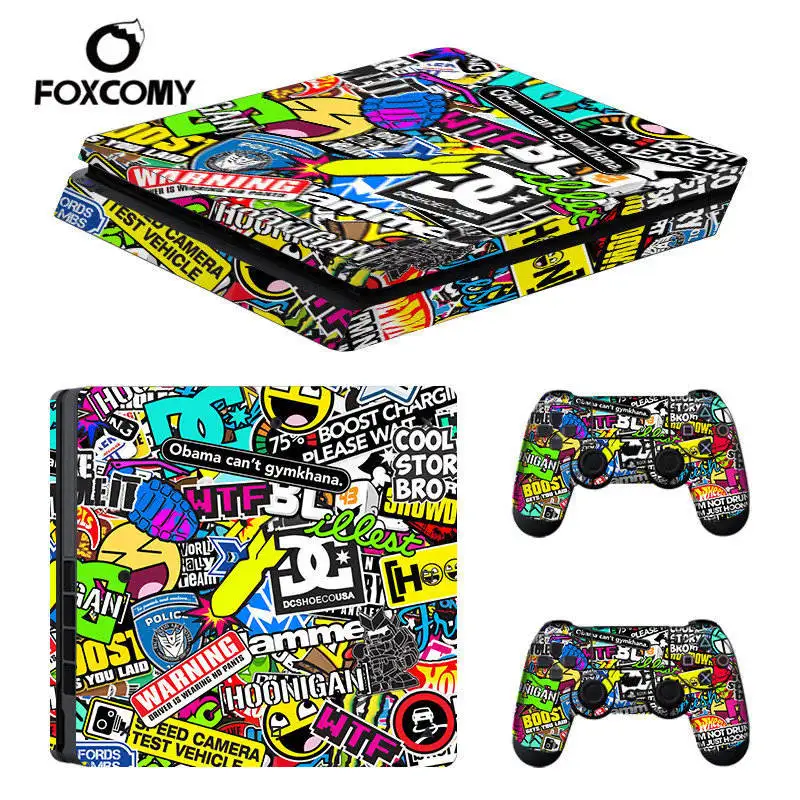 STICKERBOMB консоль кожный чехол для Playstation 4 тонкая консоль PS4 тонкий кожный стикер контроллер светодиодный защитный