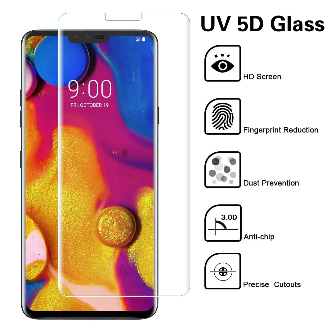 

UV 5D Glue Tempered Glass Full Cover UV 5D Glass For LG V40 V30 G7 Screen Protector For Huawei P30 P20 Pro Lite Mate 20 Lite Pro