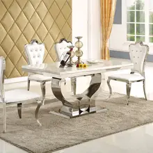 Ensemble de salle à manger en bois massif mobilier de maison table à manger en marbre moderne minimaliste et 6 chaises