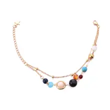 Браслет на лодыжку, цепочка на щиколотку, ювелирное изделие, роскошная Мода, солнечная система, бусины, цветной камень, украшение, браслет, двойной слой, подарки