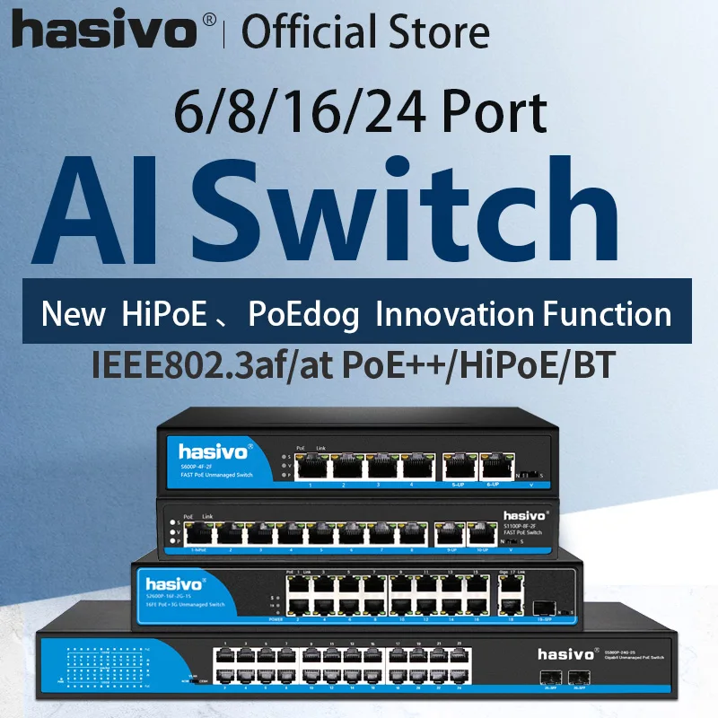 

Ai switch PoE switch 4 port 8 port 16 port Ethernet switch Support VLAN 250M for ip camera wirless AP