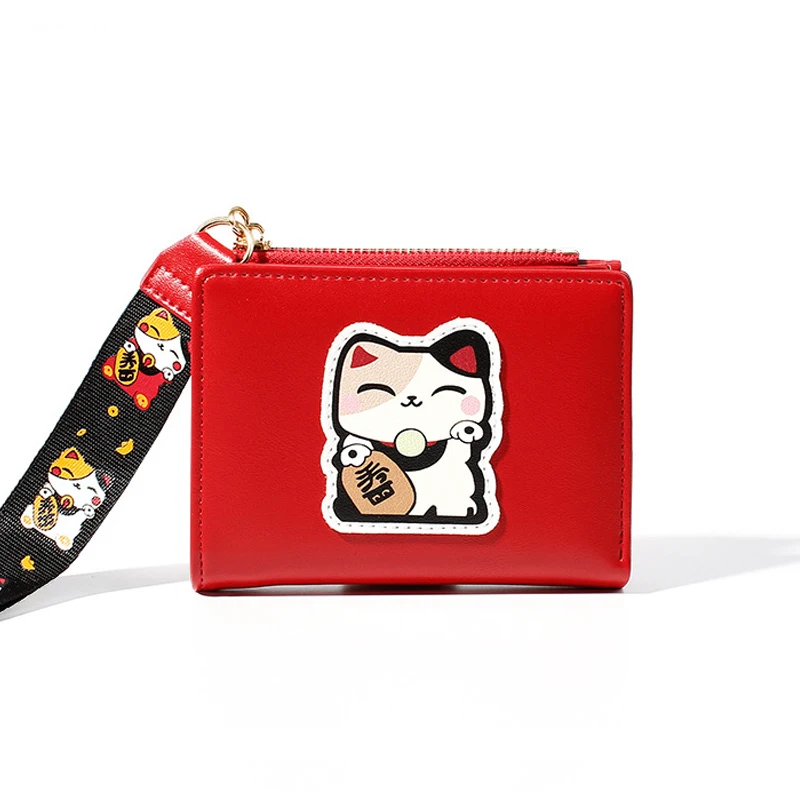 Maneki Neko Fortune Cat для женщин Kawaii маленький кошелек ленты ID держатель для карт Фестиваль леди милый клатч из искусственной кожи Деньги Портмоне