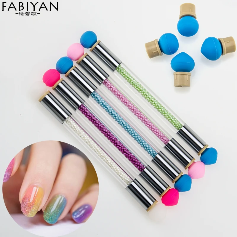 

1PCS with 4 Double Silicone Heads Dual Nail Art Brush Dotting Shaping Painting Pen Gradient Color Blooming Bead Manicure Tools