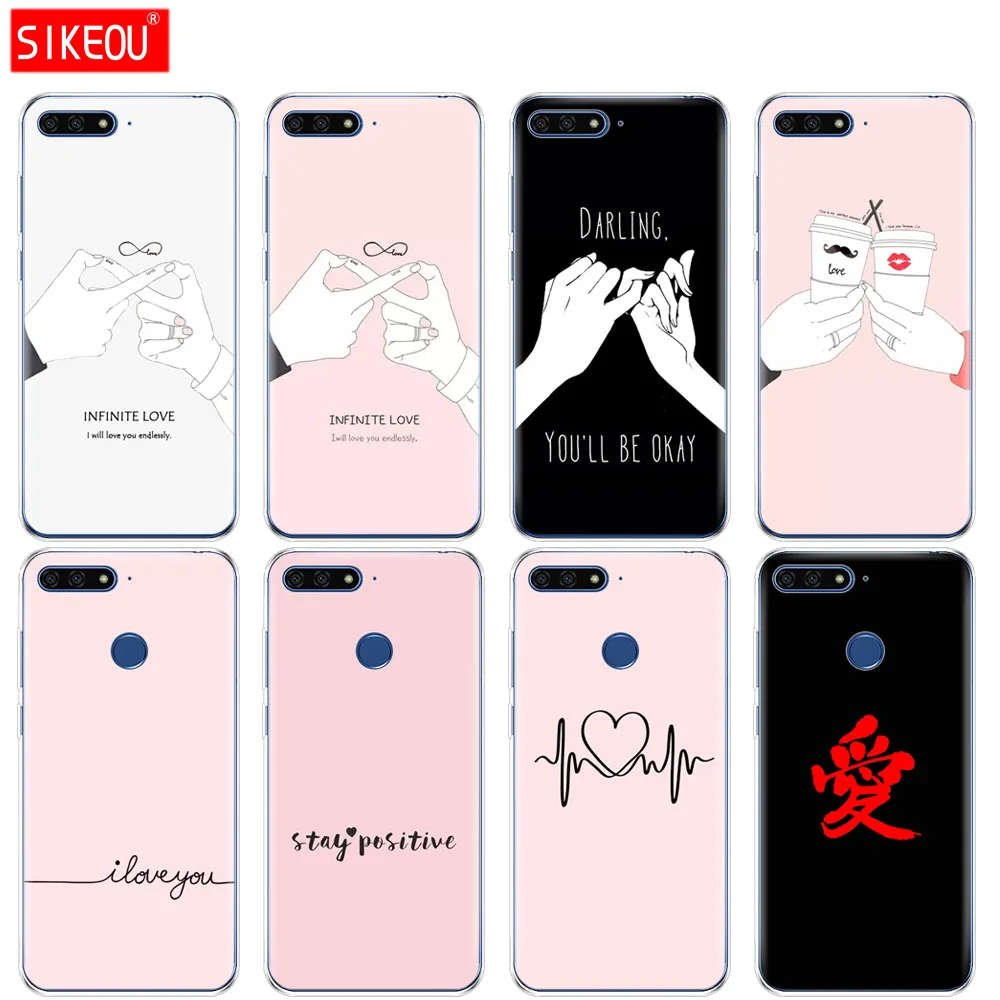 Силиконовый чехол для телефона Huawei Honor 7A PRO 7C Y5 Y6 Y7 Y9 2017 2018 Prime darling be ok love