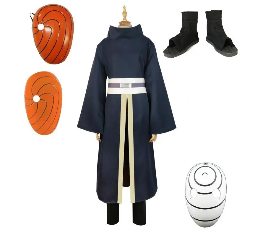 

high quality Naruto Cosplay Costumes Uchiha Obito Cosplay Long Sleeves Black Cloak and Mask