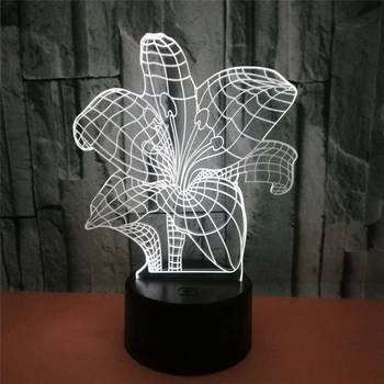 

Happiness Lily Flower 3D Illusion Night Light 7 Colors Flashing LED USB Desk Lamp Bedroom Decoration Valentine's Day Gifts