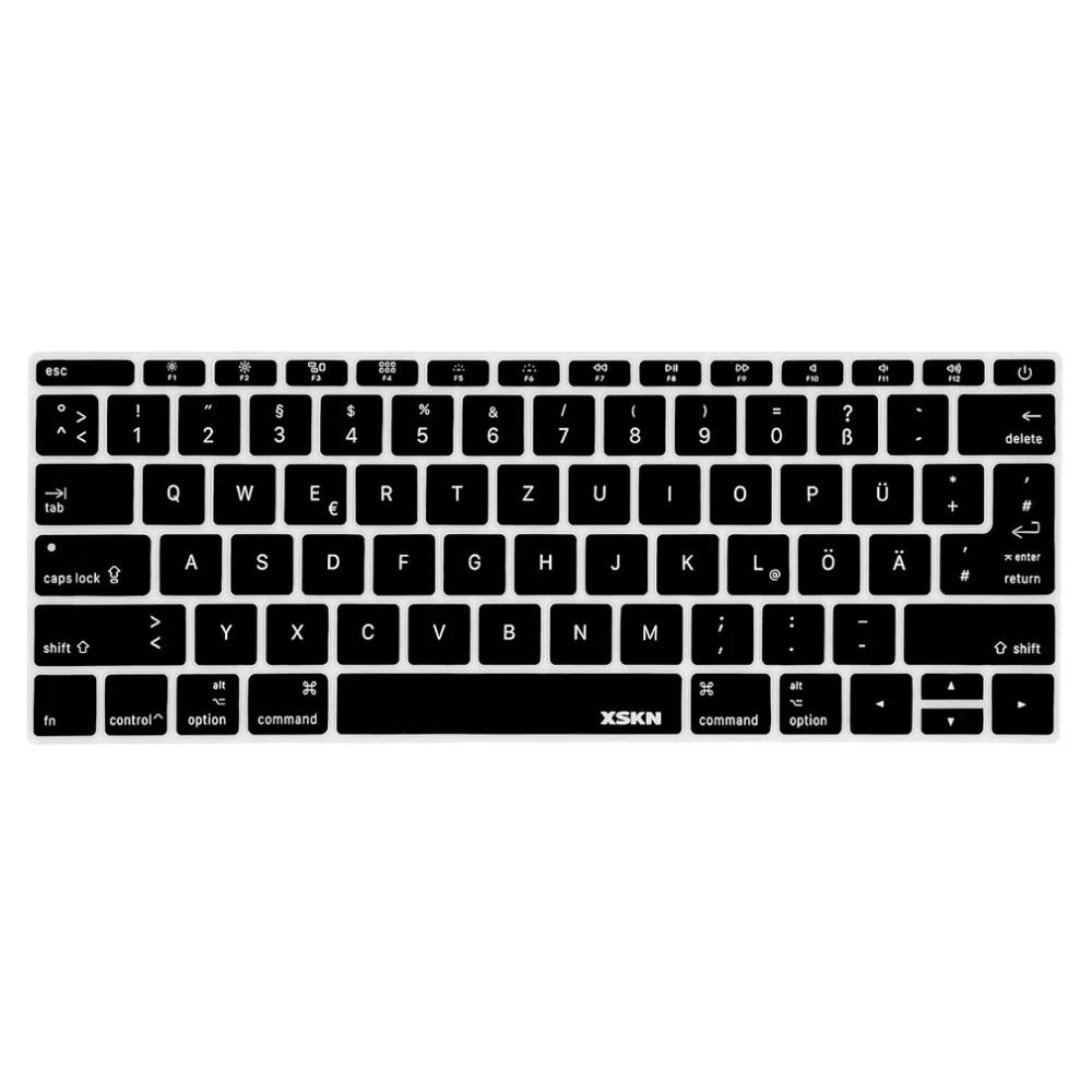 XSKN German Notebook Keyboard Skin Cover for Macbook 12 A1534 & for 2016 New Macbook 13 inch A1708 (Flat Keys, No Touch Bar) 