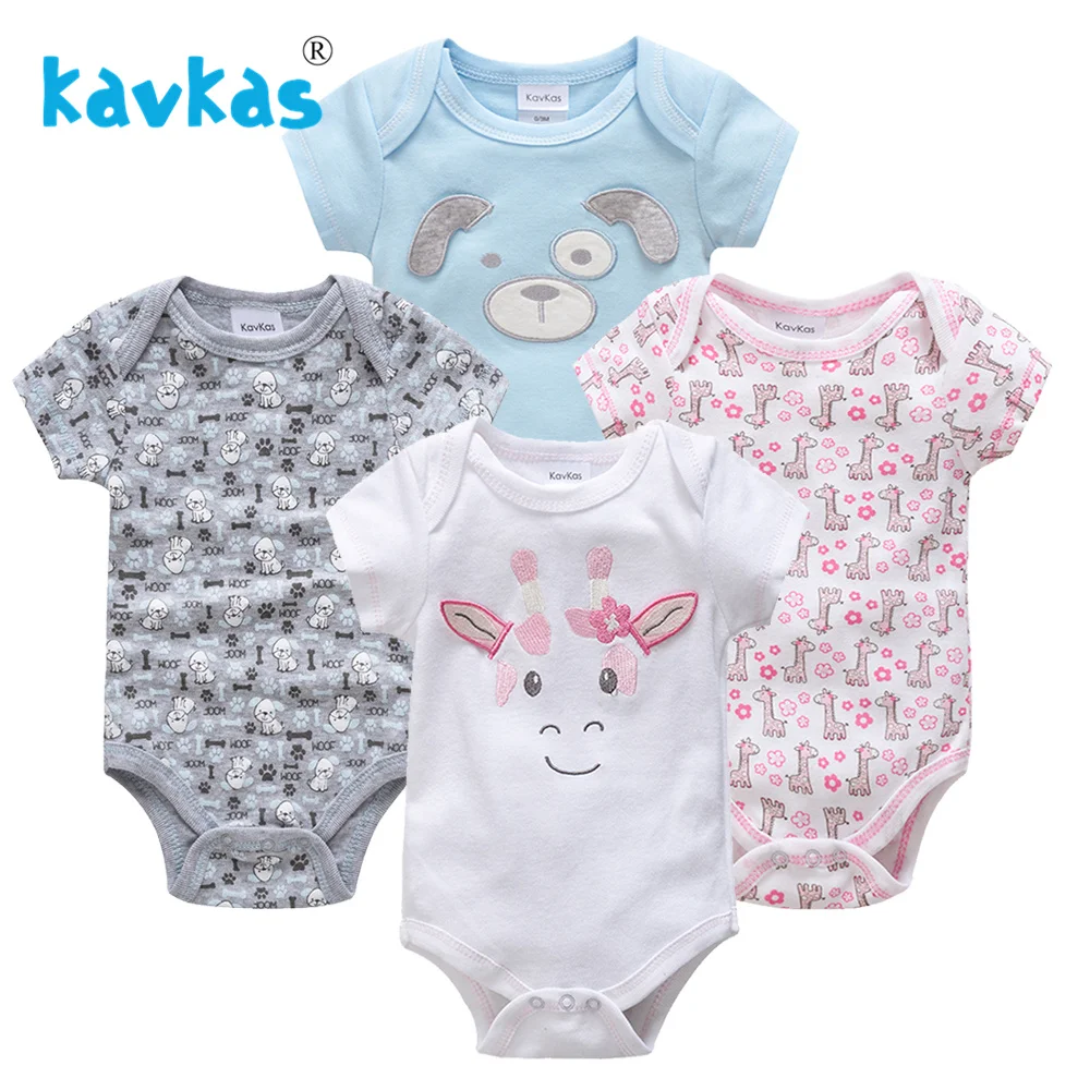 Kavkas Baby Sleepwear 4pcs/Set Short Sleeve Newborn Baby Boy Pajamas Infantile Baby Boy Clothing