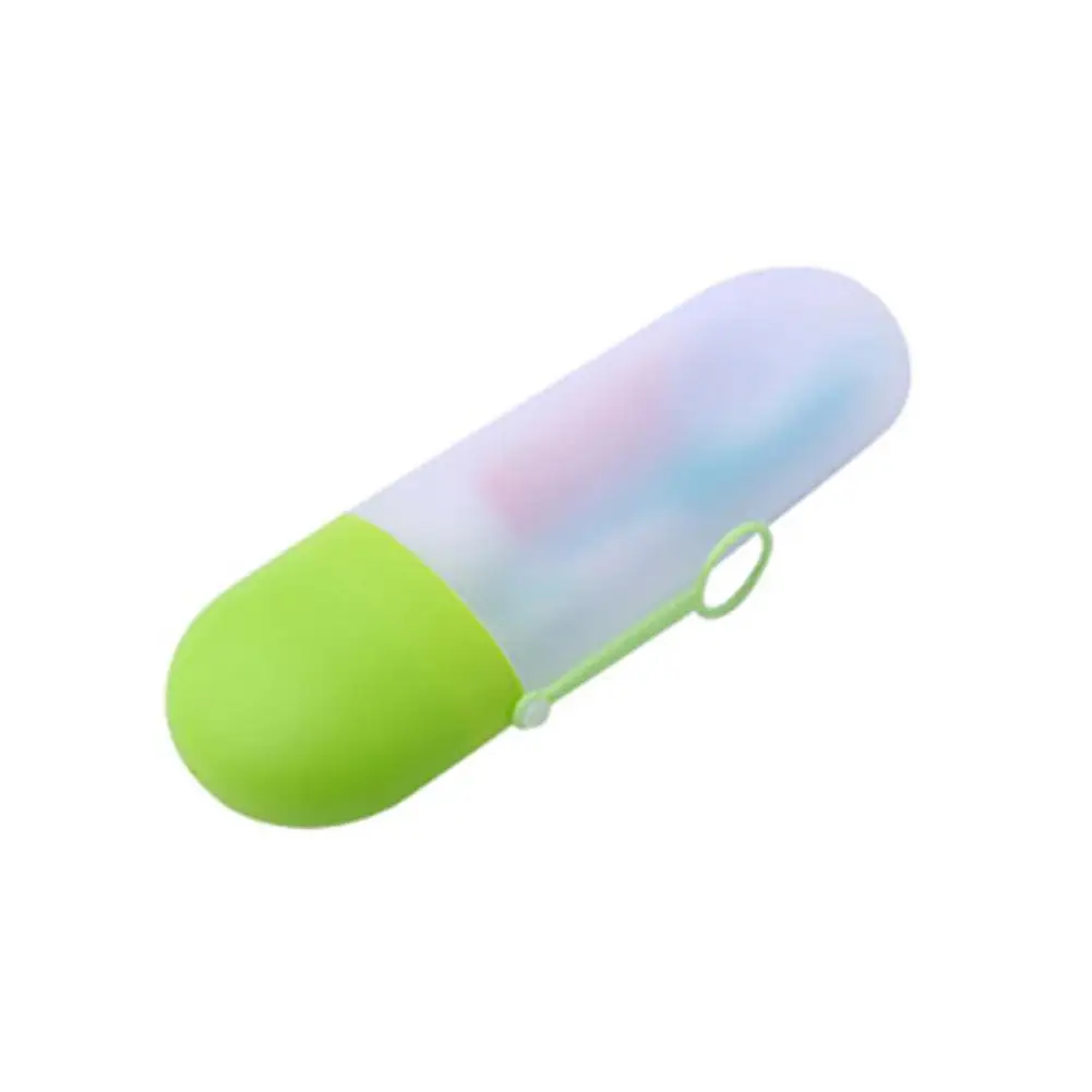 Green Clear Portable Toothbrush Toothpaste Holder Case Outdoor Travel Hiking Toothbrush Cap Case household Storage Cup Bathroom Accessories - Цвет: Green Clear