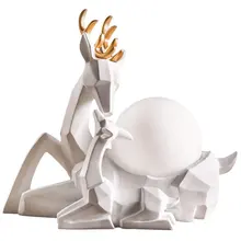 Элегантный смоляной Олень свадебный подарок спальня настольная лампа стеклянный абажур резной олень кабинет настольные светильники