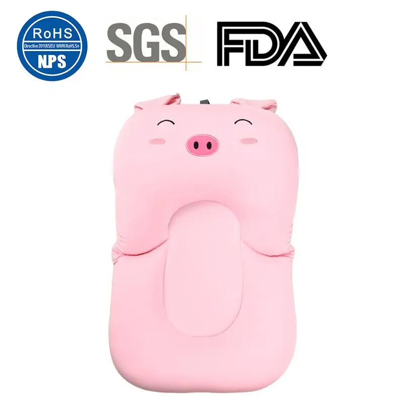 Cartoon Baby Safe Bath Mat Bathtub Infant Bath Pad Mesh Pocket Non-Slip Newborn Bath Bed Floating Cushion Infant Bathtub Mat