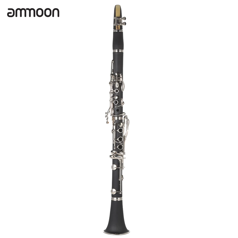 Кларнет из АБС пластика ammoon Bb Cupro никелированный никель 17 ключей с тканевой