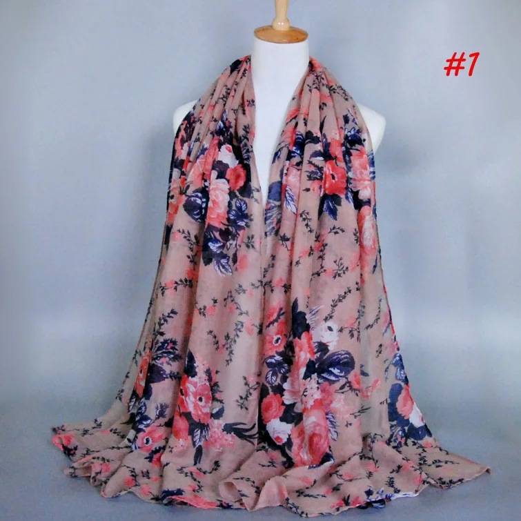 Женская шаль из пашмины длинная мягкая с цветочным принтом 2017|printed viscose shawl|viscose