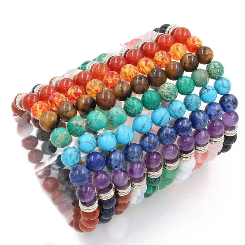 

Fashion Europe And The United States Energy 7 Chakra Bracelet Men's Black Balance Beads Aura Buddha Prayer Yoga Bracelet Women