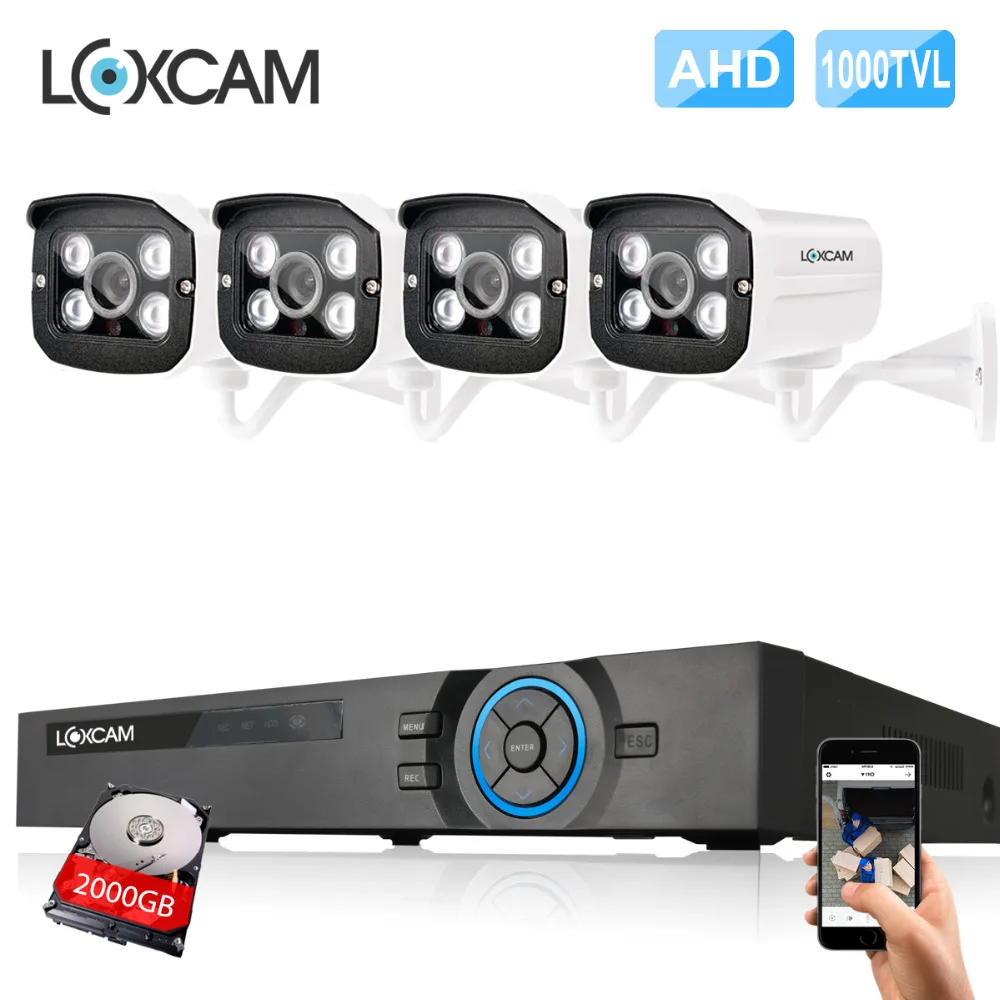LOXCAM 4 канала HDMI 1080P dvr kit 8 шт. 1000TVL металлическая IP66 Водонепроницаемая наружная