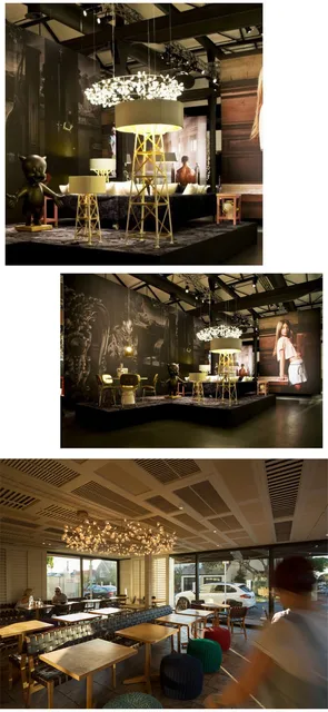 木の枝の葉の形をした大きな丸いモダンなランプ、屋内照明、装飾的な