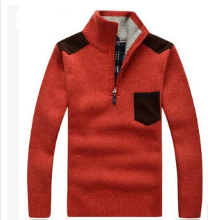 Высокое качество зима Для Мужчин's свитер с воротником-стойкой джемпера пуловеры свитера известный Для мужчин брендовая майка большого Размеры 3XL 5 цветов 52 - Цвет: Красный