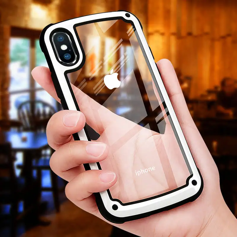 

Luxury Transparent Case For iPhone X XS Max XR 8 7 Plus Shockproof Airbag Case Cover For iPhone 6 6S Plus Cases silicone Bumper