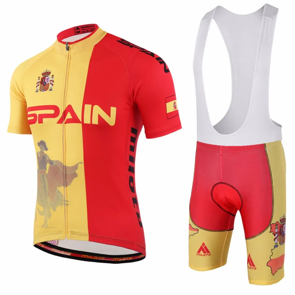 Tour Spain Men's Cycling Clothing Bib Sets Reflective MTB Bike Jersey