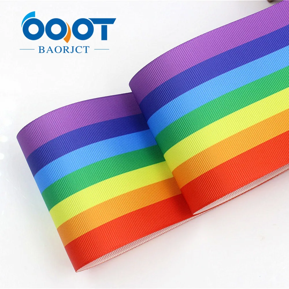 

1053 - 3 inch 75mm Rainbow clouds Printed grosgrain ribbon , 10 yards DIY handmadeHair accessories Material wedding gift wrap