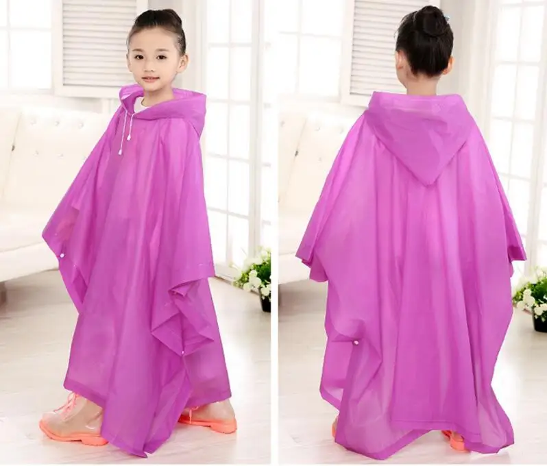 8.Children Poncho Rain Waterproof student Boys girls long Raincoat Transparent Kids Rain Coat Cover Kids Rainwear Camping