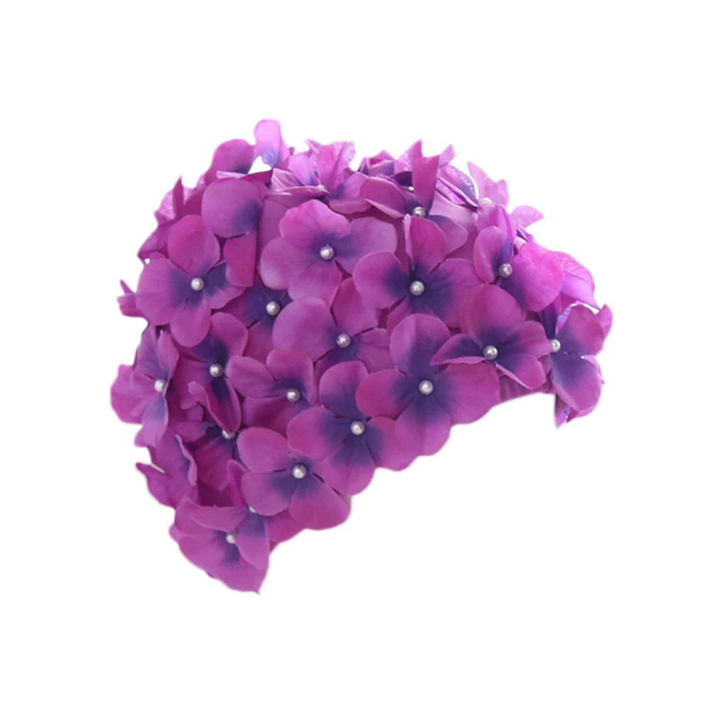 Ручная работа жемчуг 3D Романтические цветы Гортензия стиль красочные цветы шапочка для душа защита уши шапочка для бассейна