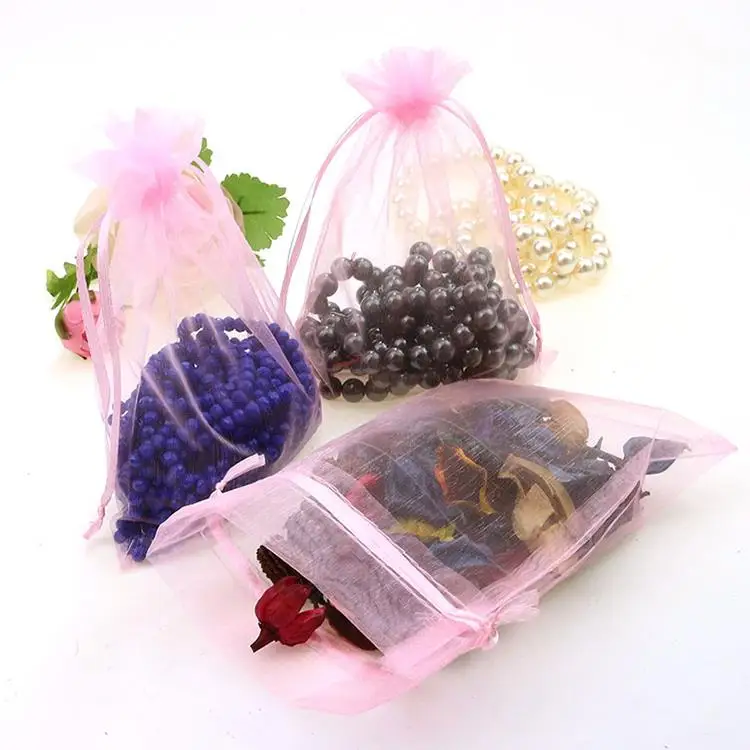 Wholesale 100pcs/lot 13x18cm Pink Wedding Drawable Organza Voile Gift